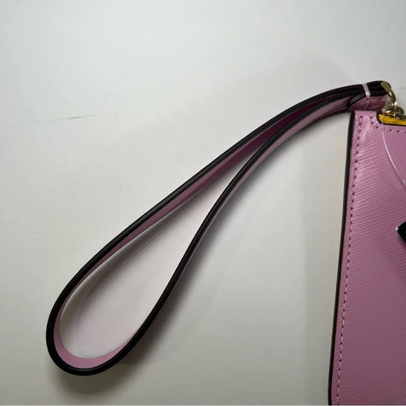 NWT Kate Spade Lucy Lavender Pink & Yellow Leather L-Zip Wristlet KH765 Wallet - Picture 4 of 11